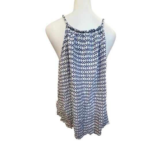GAP NWT HALTER TOP BLUE GEOMETRIC DESIGN LIGHTWEIGHT WOMENS SIZE LARGE - Picture 2 of 9